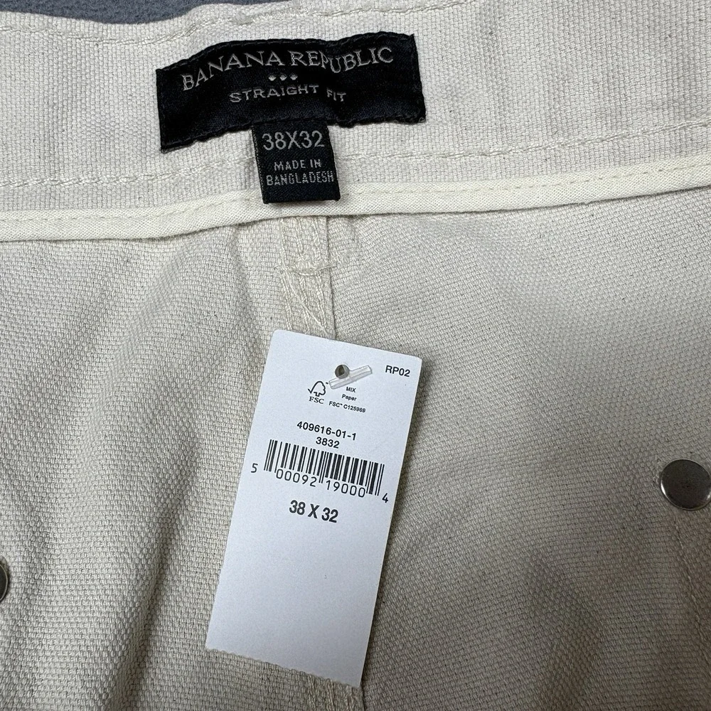 NEW Banana Republic Carpenter Pants Size 38 Ivory Straight Fit Utility